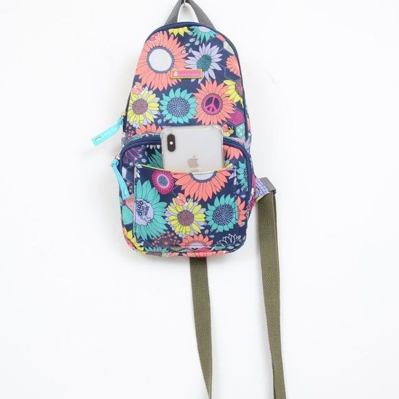 Lily Bloom Sunflower Peace Eco-Friendly Sling Crossbody Backpack Daypack Tote - Picture 2 of 8